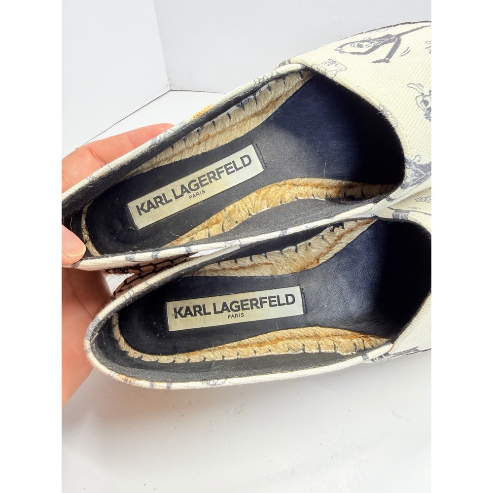 Karl Lagerfeld Paris Antibes7 Women 6.5 Cream Canvas Platform Espadrilles - Picture 10 of 11